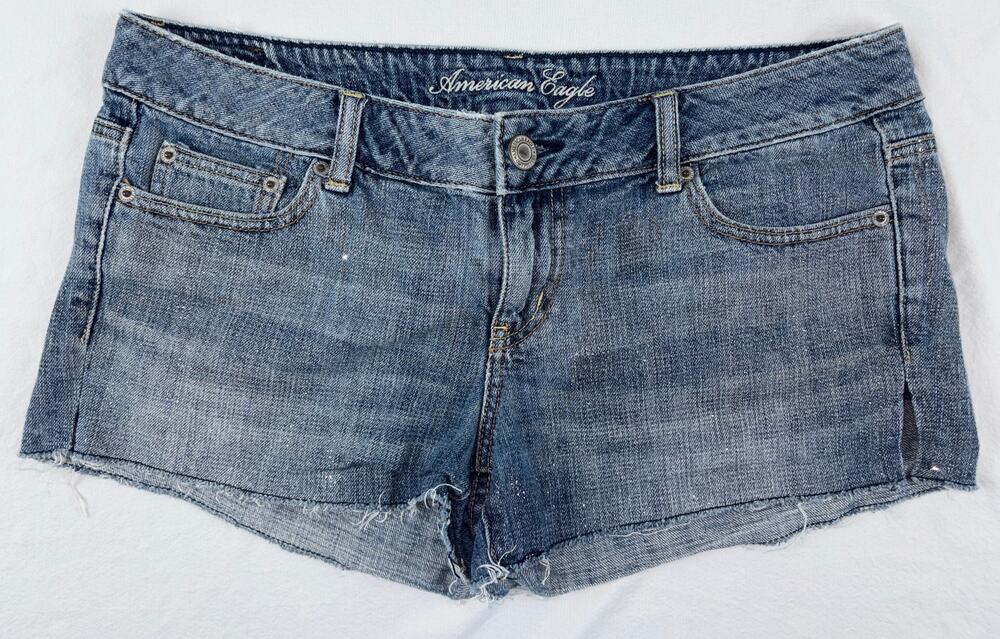 American Eagle Glittery Denim Shorts Women 10